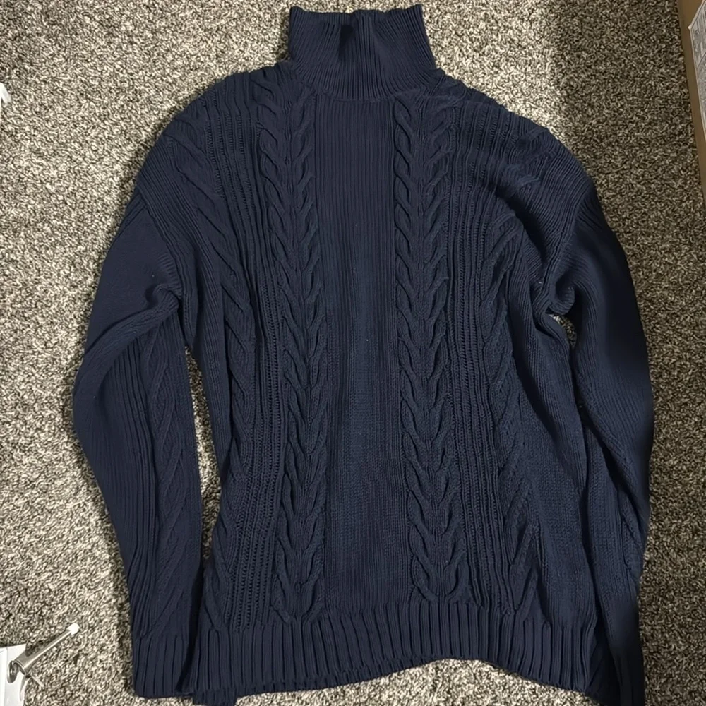 NWT! Banana Republic Navy Organic Cotton Cable-Knit Sweater - ALL TALL SIZES ♠️